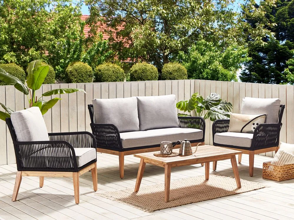 Set da giardino con tavolo 4 posti MERANO Legno d'acacia Grigio