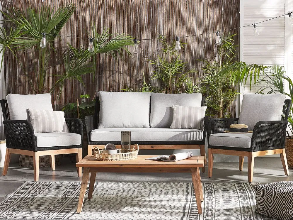 Set da giardino con tavolo 4 posti MERANO Legno d'acacia Grigio