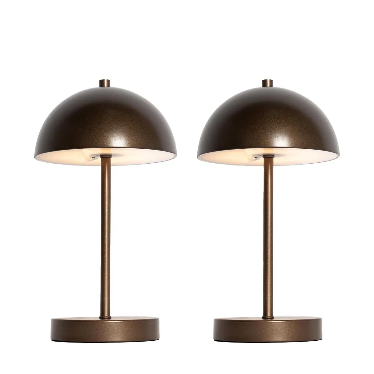 Set di 2 lampade da tavolo per esterni a fungo bronzo scuro ricaricabili - Keira