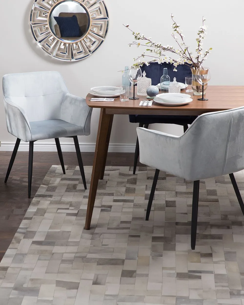 Set di 2 sedie da pranzo JASMIN Velluto Grigio chiaro