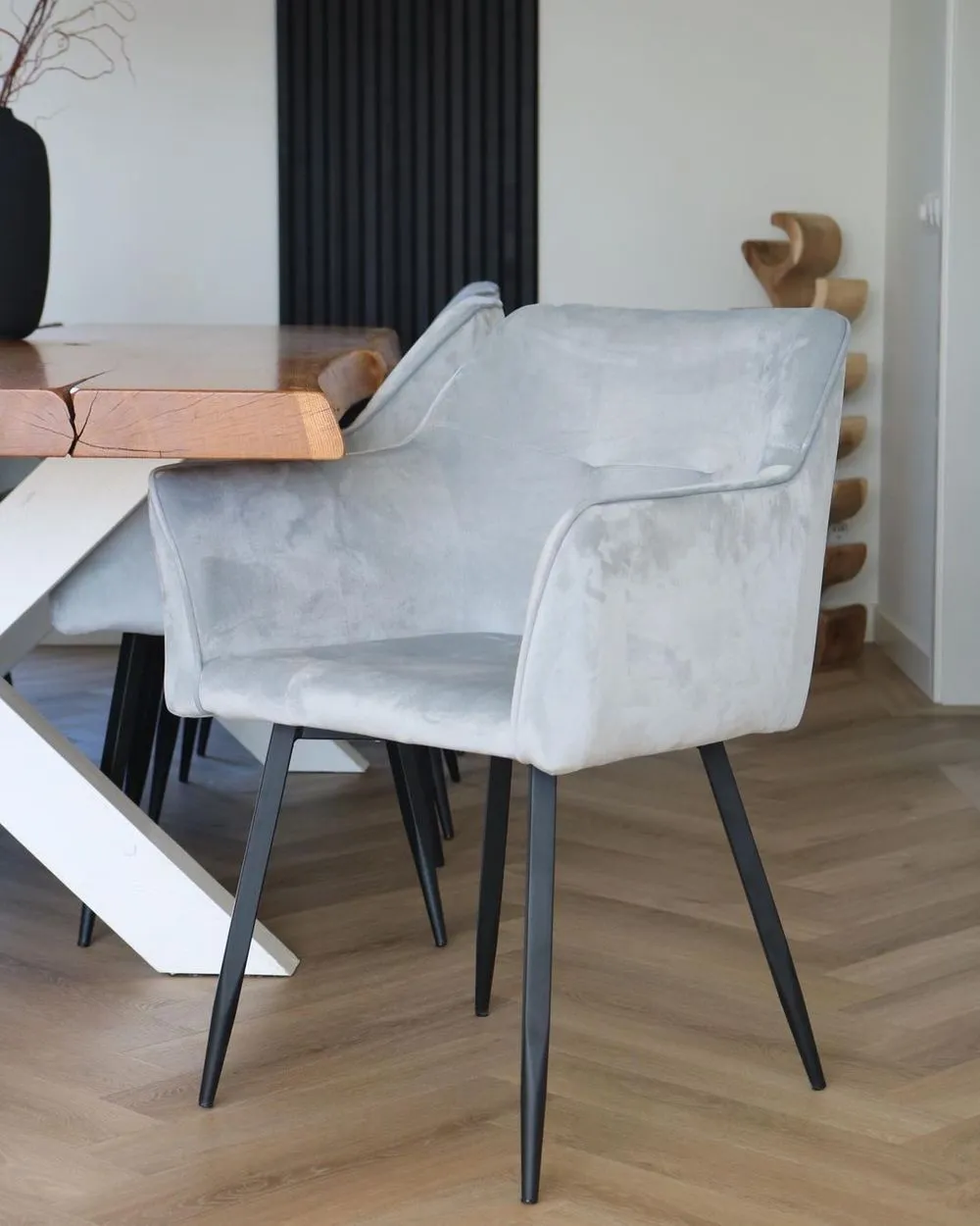 Set di 2 sedie da pranzo JASMIN Velluto Grigio chiaro