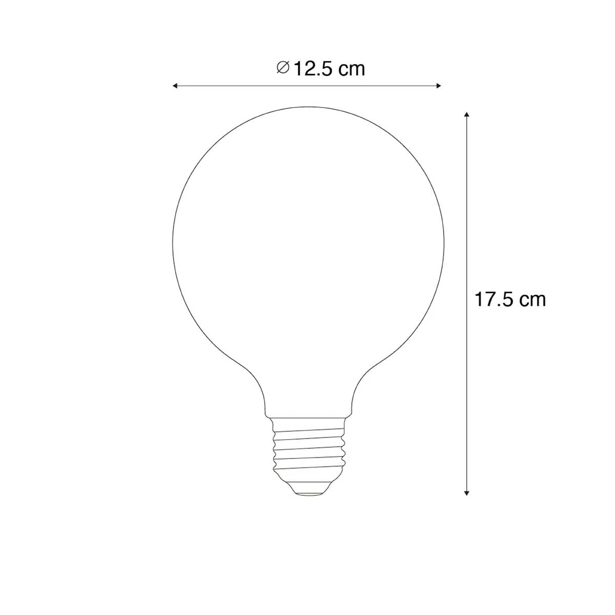 Set di 5 Lampadina LED E27 dimmerabile a filamento spirale G125 5W 450lm 2200K