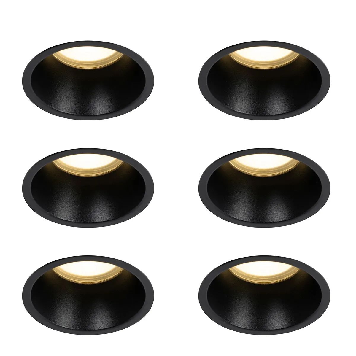 Set di 6 faretti da incasso neri GU10 70 mm IP44 - Dept