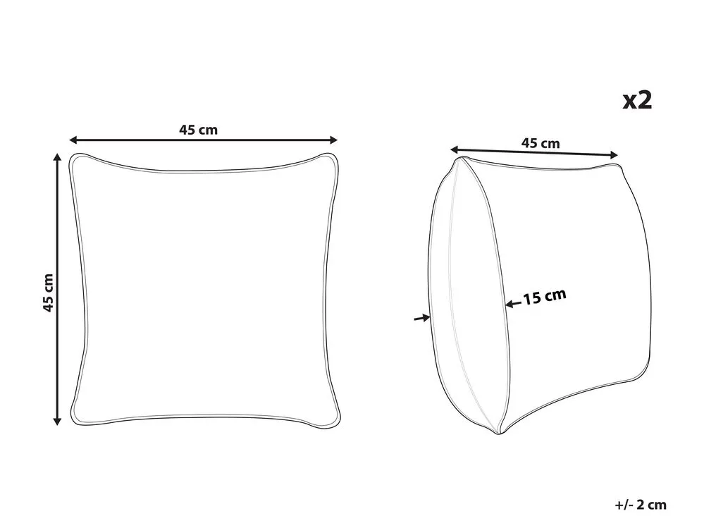 Set of 2 Decorative Cushions JASMINE 45 x 45 cm White Solid