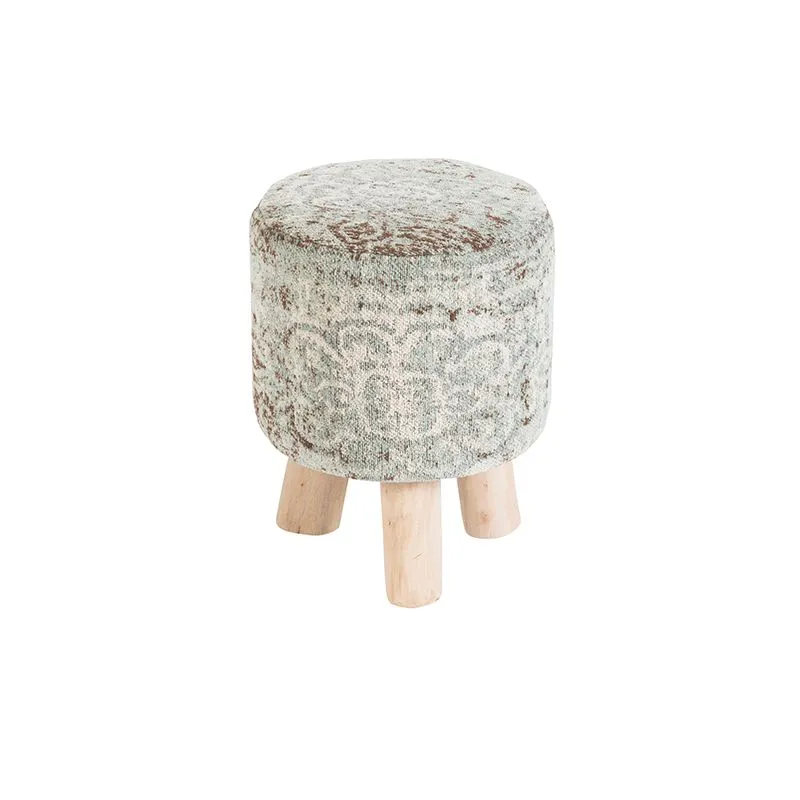 Sgabello rotondo vintage marrone/verde 30x40cm - KANPUR