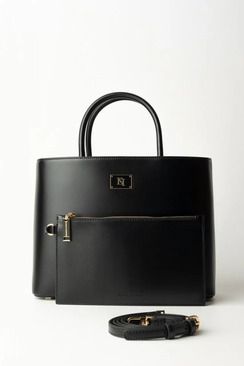 Shopper media con placca logo smaltata Nero