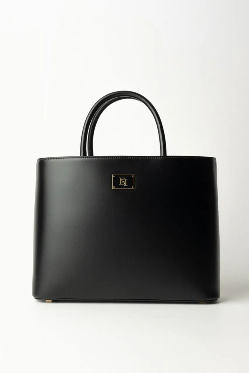 Shopper media con placca logo smaltata Nero
