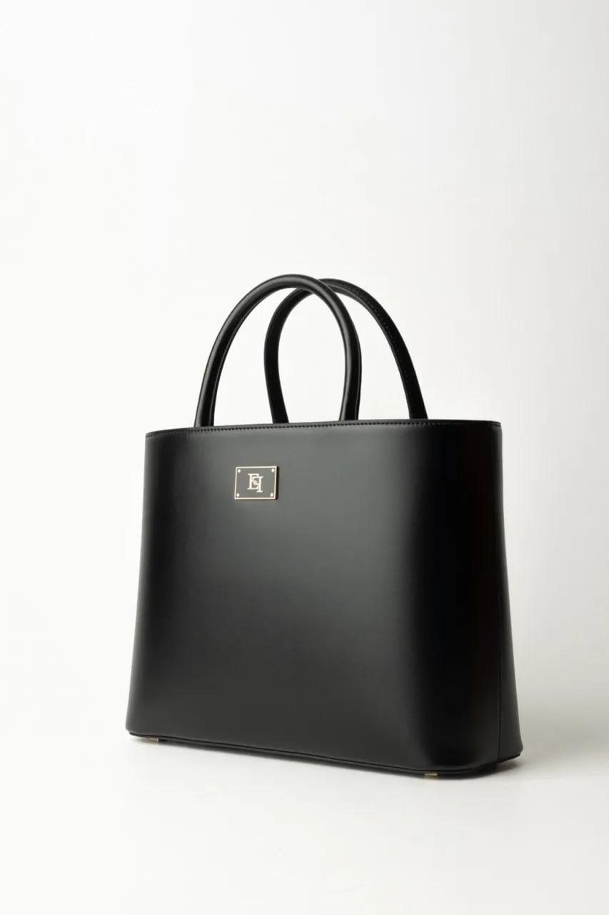 Shopper media con placca logo smaltata Nero