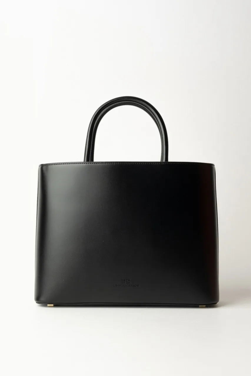 Shopper media con placca logo smaltata Nero