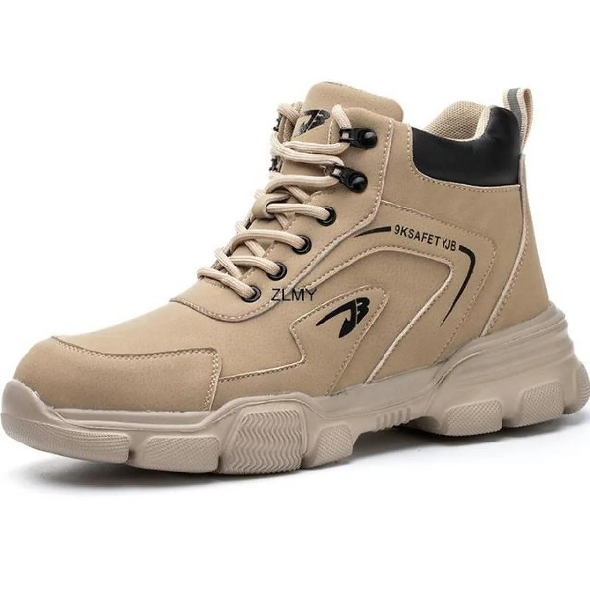 Stivali alti antinfortunistici da lavoro da uomo, antinfortunistici, antishock, con puntale in acciaio, scarpe da lavoro protett