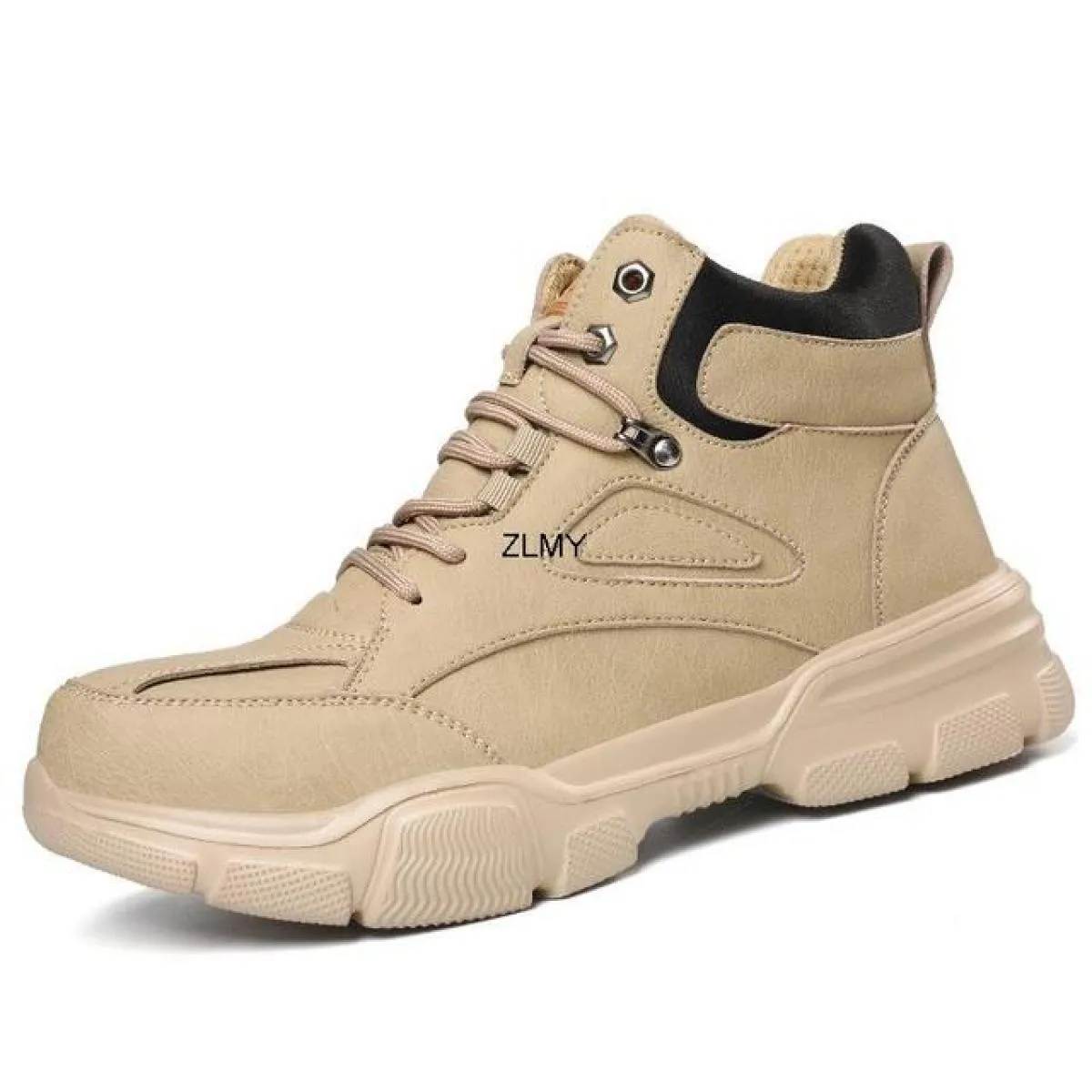 Stivali alti antinfortunistici da lavoro da uomo, antinfortunistici, antishock, con puntale in acciaio, scarpe da lavoro protett