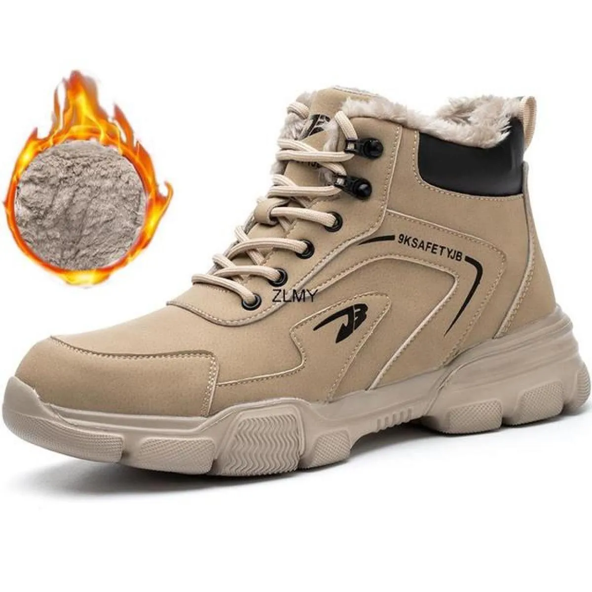 Stivali alti antinfortunistici da lavoro da uomo, antinfortunistici, antishock, con puntale in acciaio, scarpe da lavoro protett