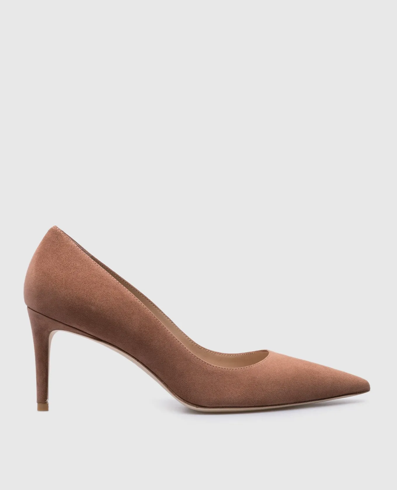 Stuart Weitzman Stuart 75 Scarpe da barca in pelle scamosciata con pompa in beige S7009