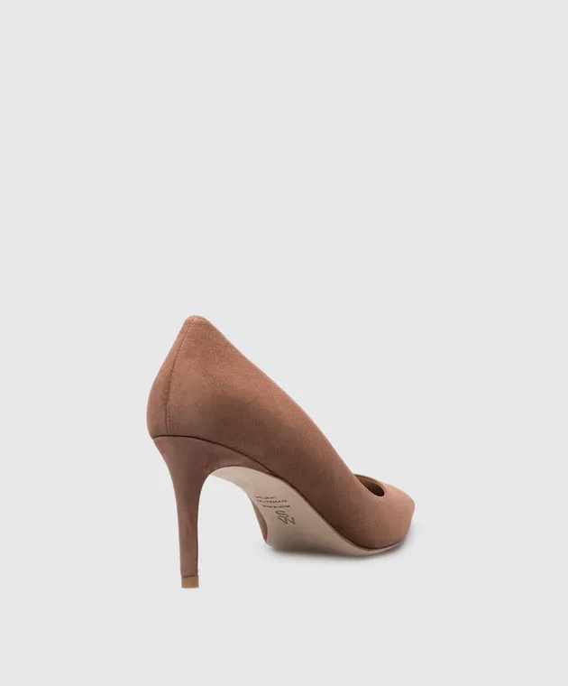 Stuart Weitzman Stuart 75 Scarpe da barca in pelle scamosciata con pompa in beige S7009