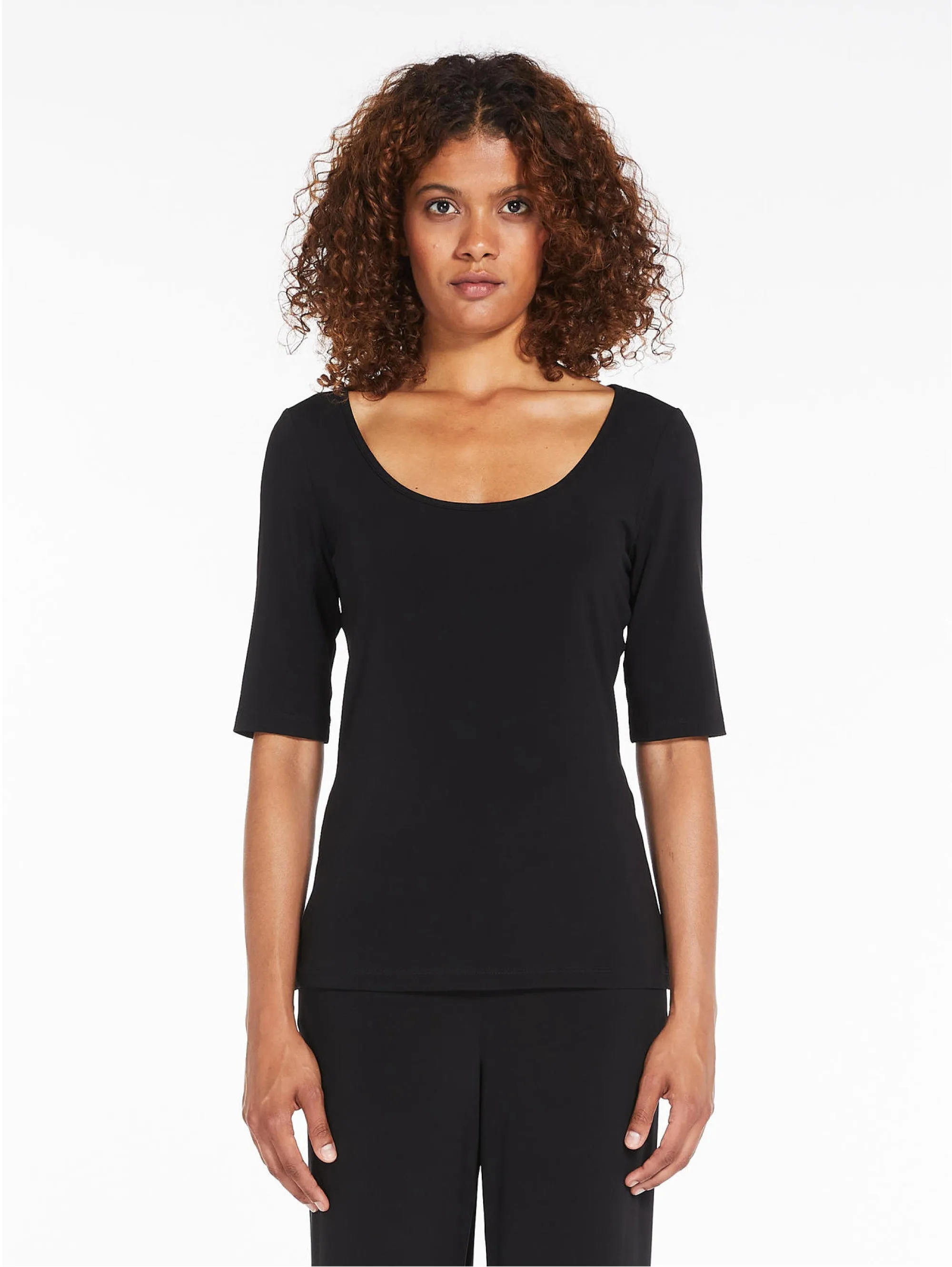 T-shirt Aderente con Scollo Tondo Nero