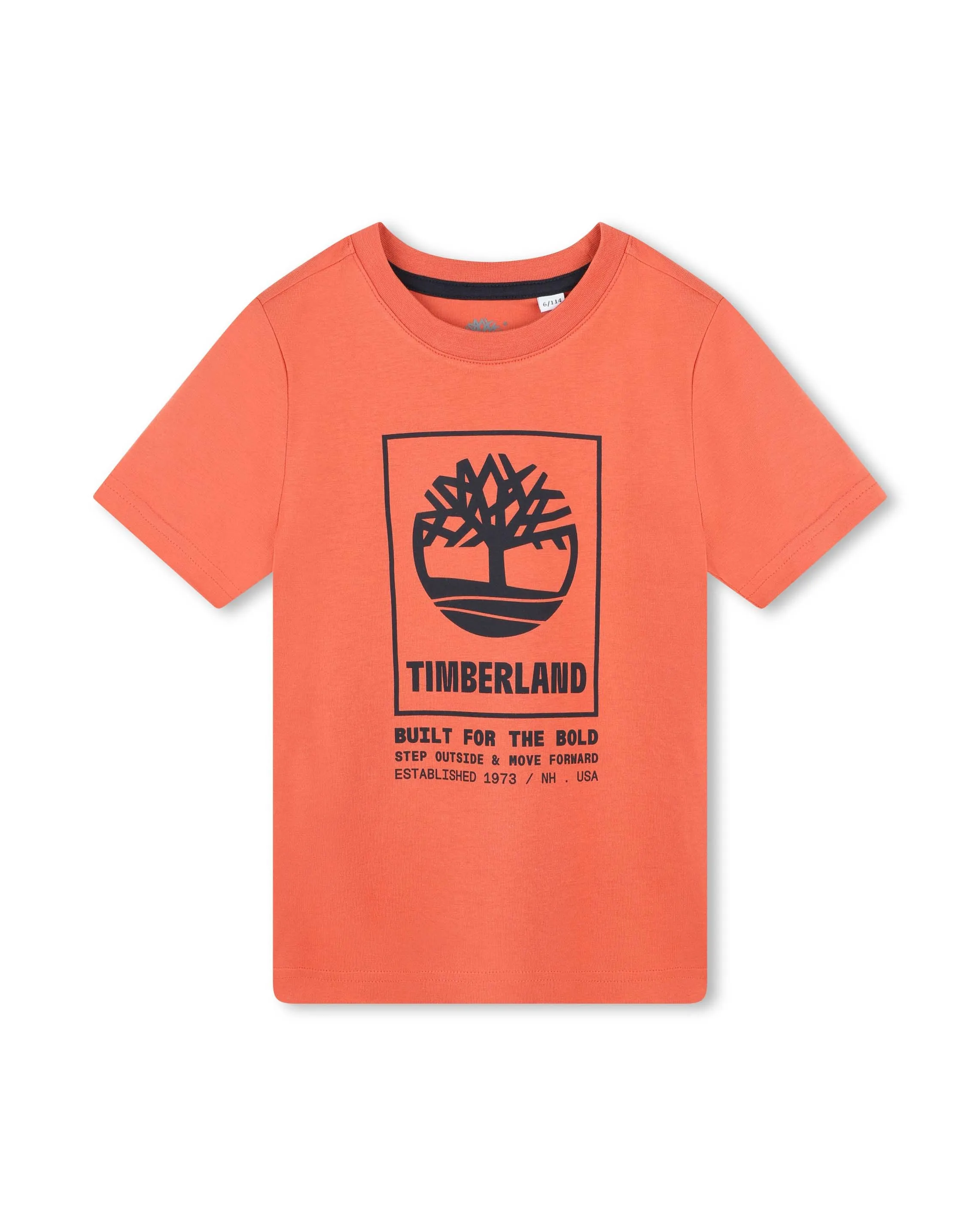 T-shirt corallo in cotone a maniche corte con maxi stampa logo 14-16 anni