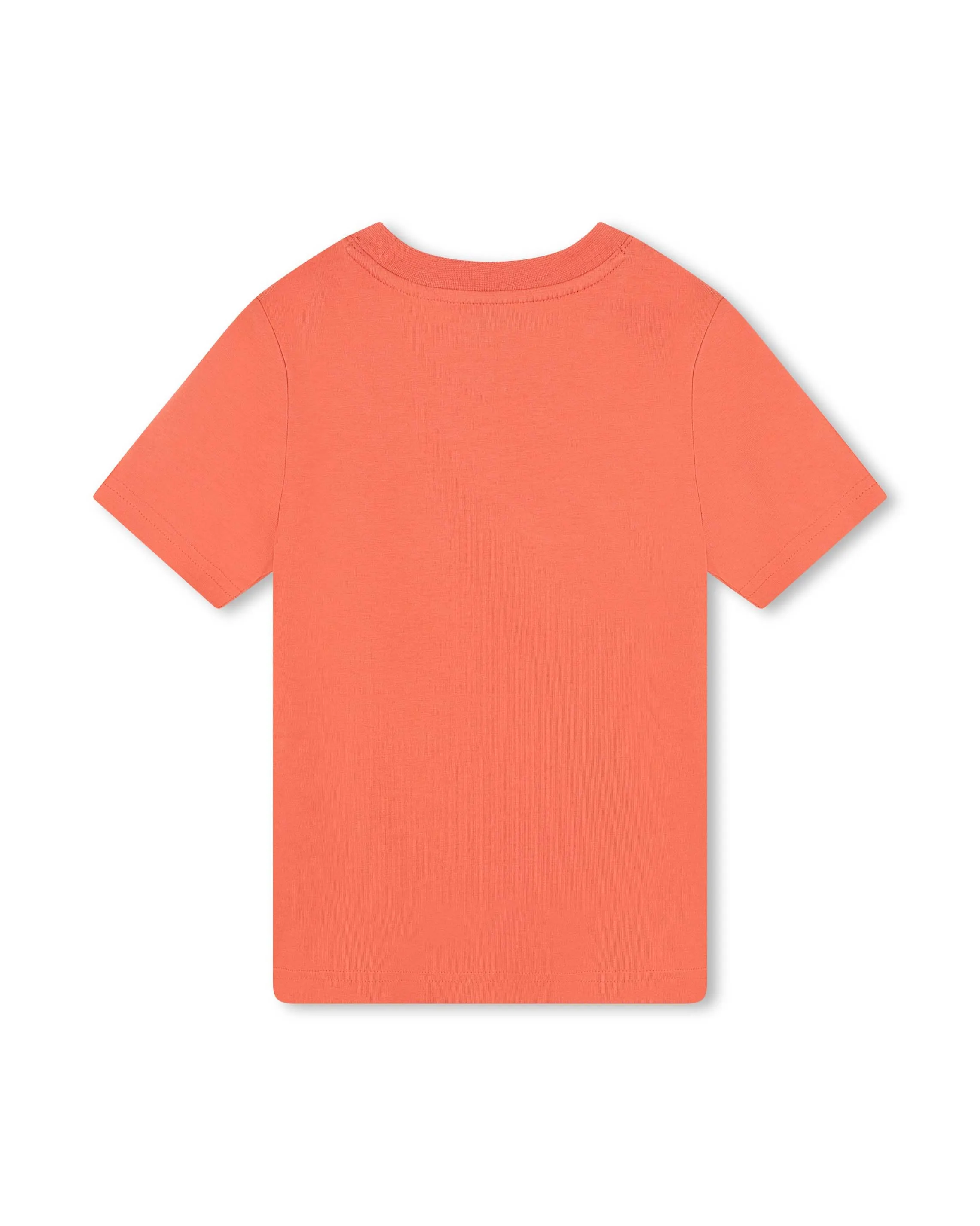 T-shirt corallo in cotone a maniche corte con maxi stampa logo 14-16 anni