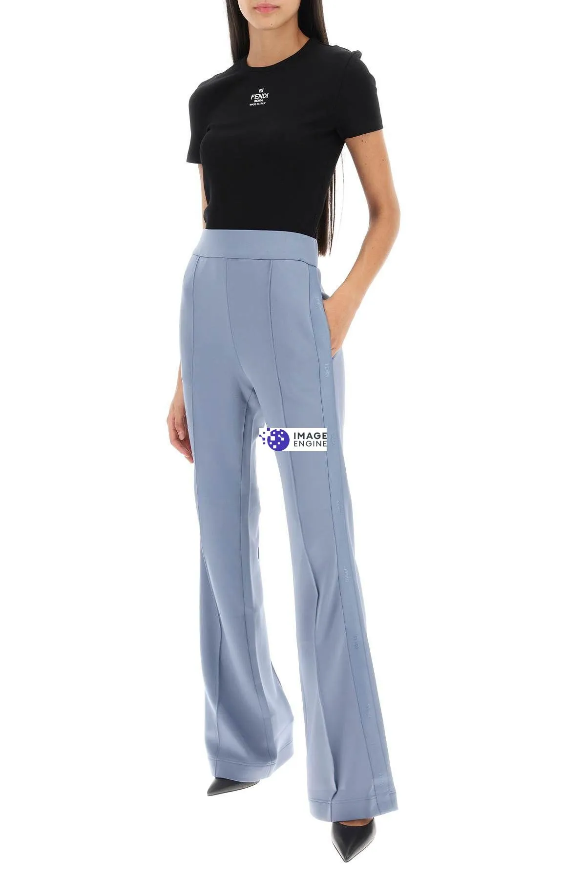 T-shirt cropped con logo ricamato