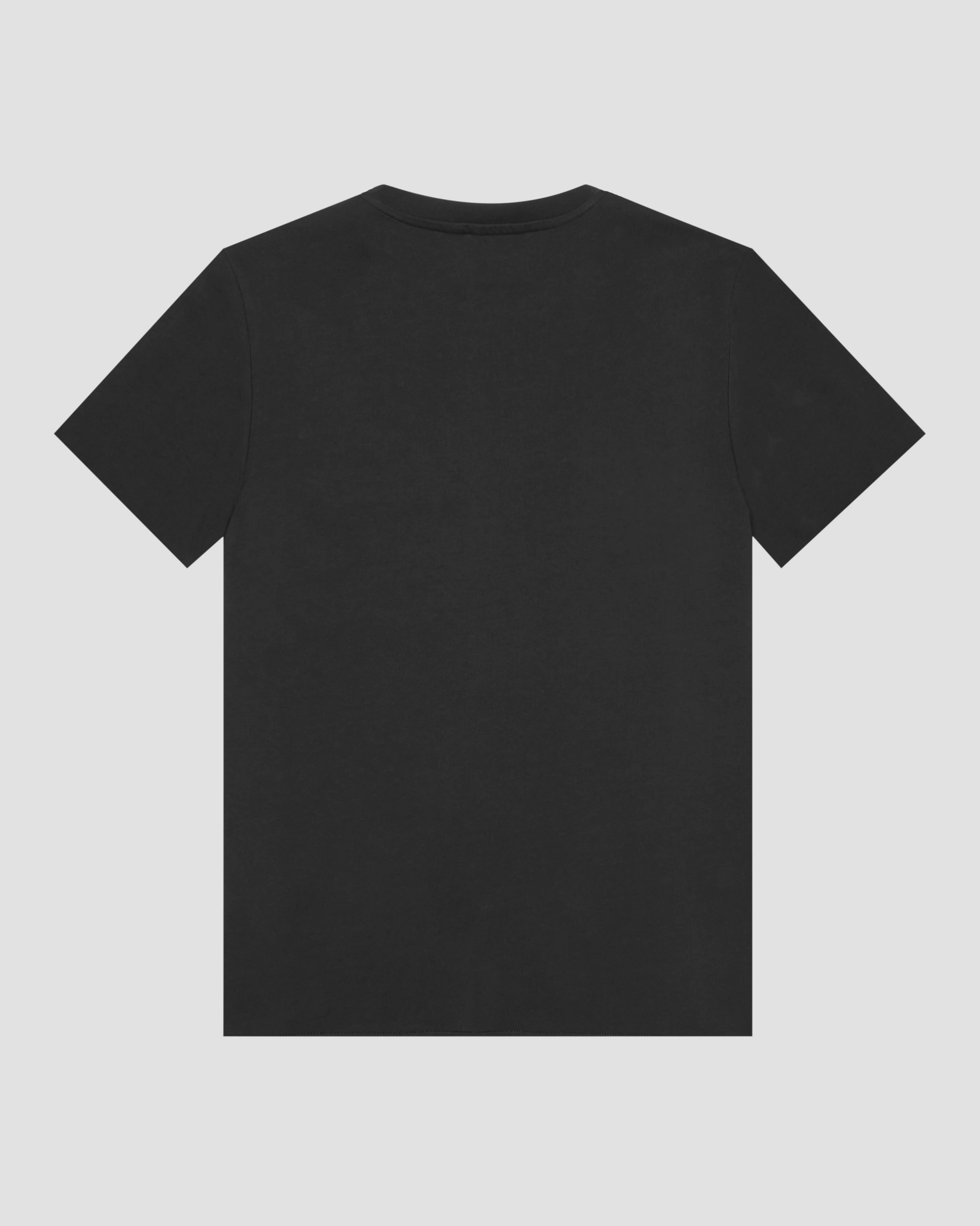 T-shirt nera mezza manica in cotone relaxed-fit con maxi tascone sul petto