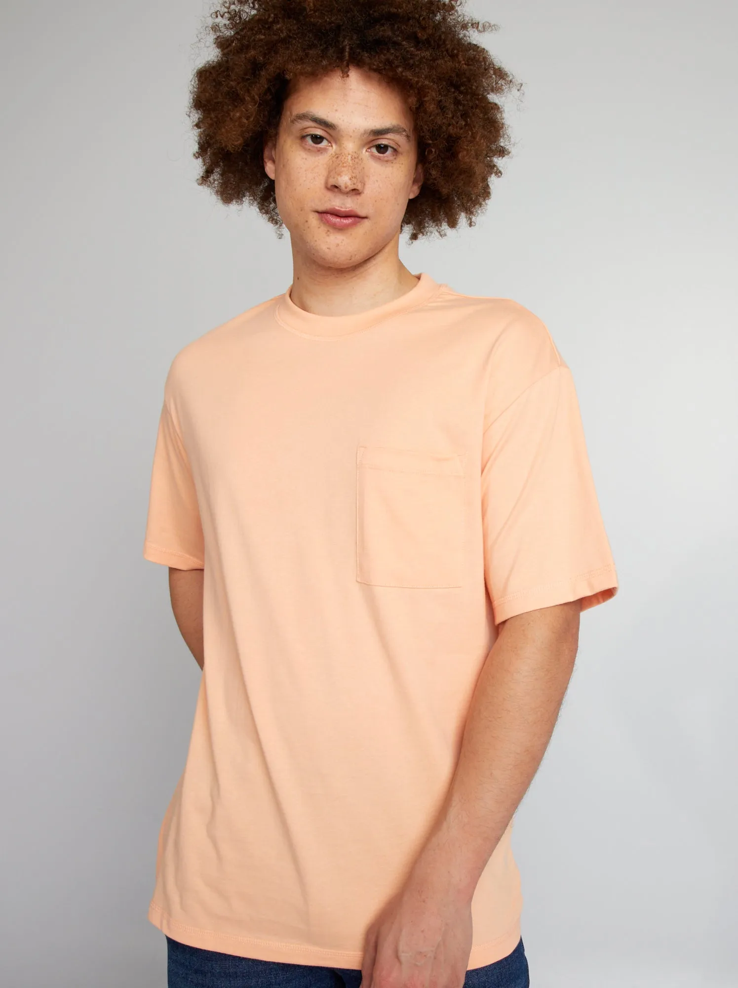 T-shirt tinta unita modello ampio - ARANCIONE