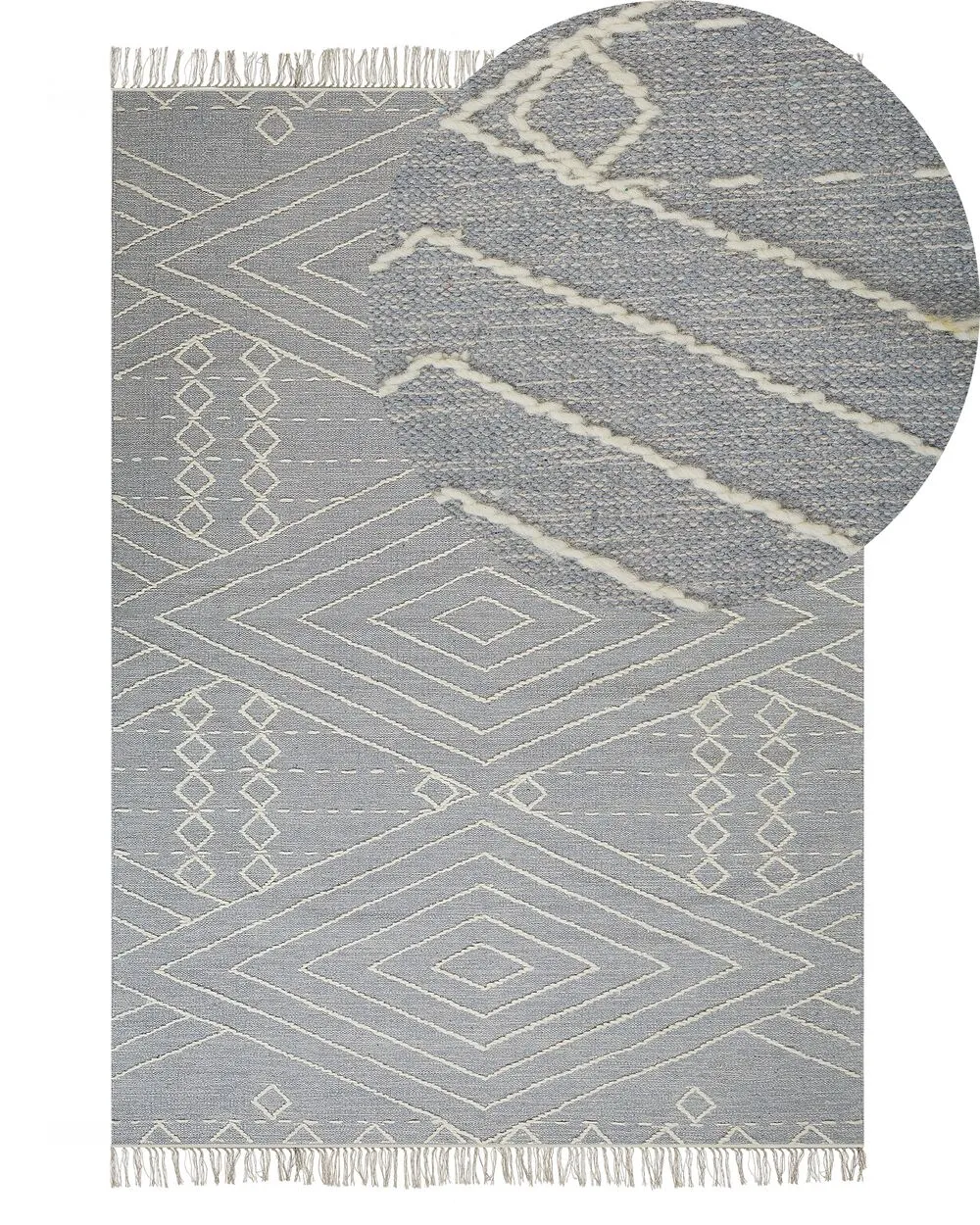 Tappeto cotone grigio chiaro e bianco sporco 140 x 200 cm KHENIFRA