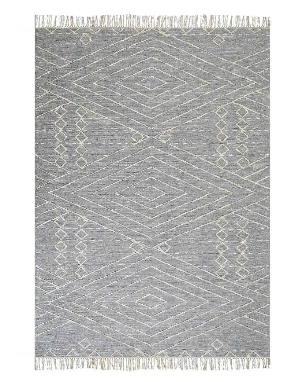 Tappeto cotone grigio chiaro e bianco sporco 140 x 200 cm KHENIFRA