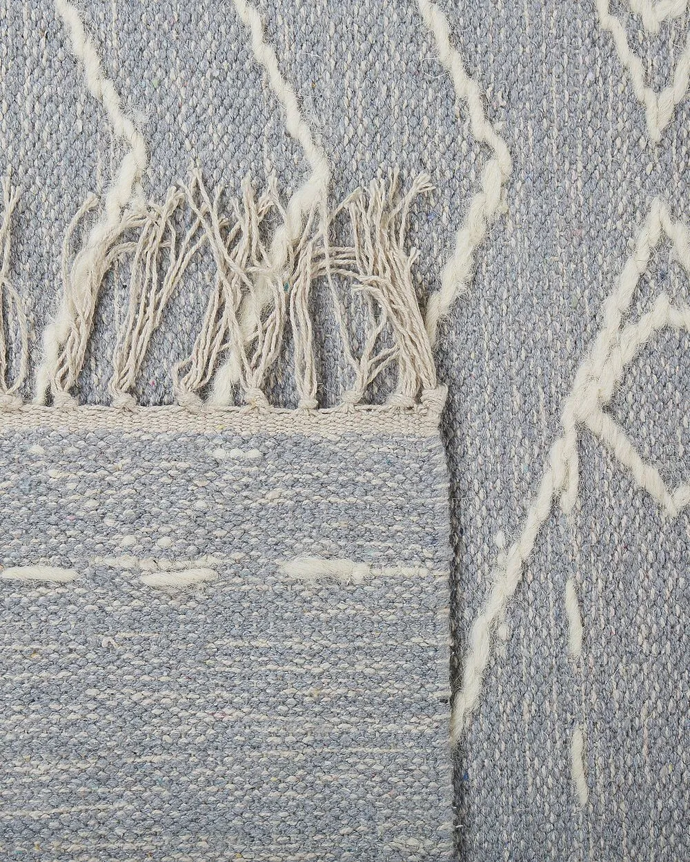 Tappeto cotone grigio chiaro e bianco sporco 140 x 200 cm KHENIFRA