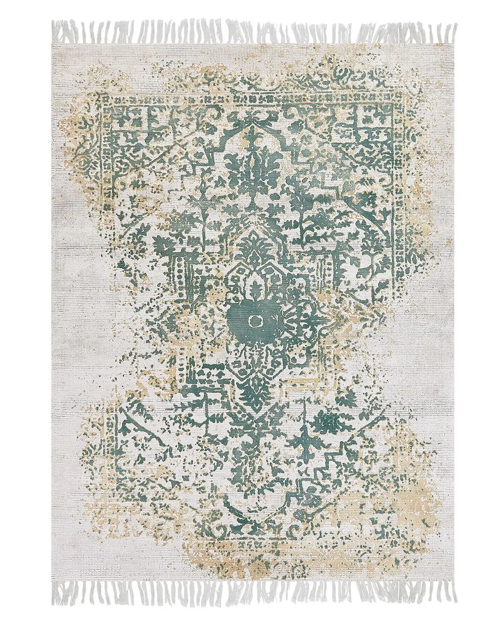 Tappeto viscosa beige chiaro e verde 140 x 200 cm BOYALI