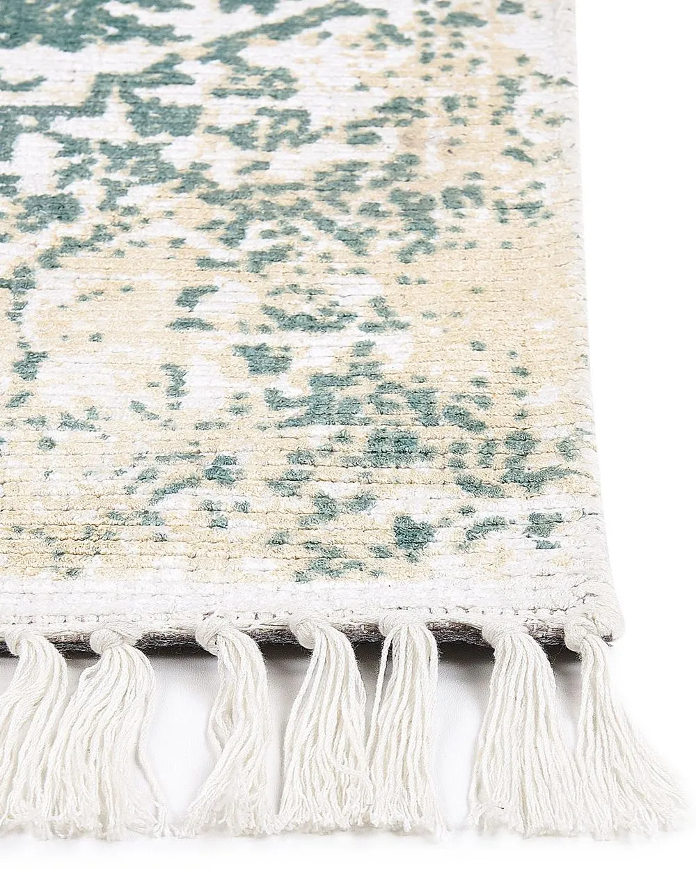 Tappeto viscosa beige chiaro e verde 140 x 200 cm BOYALI