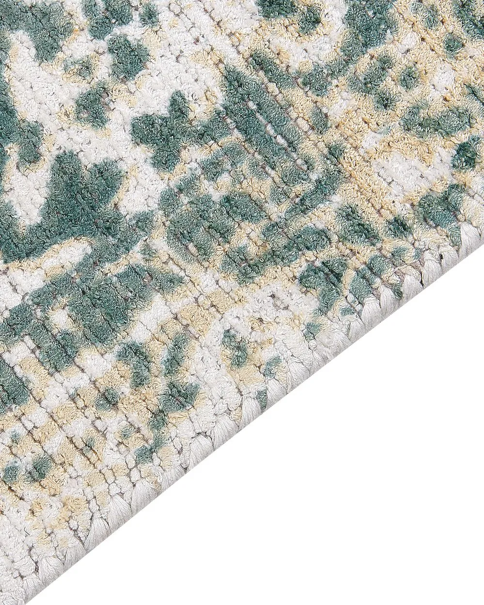 Tappeto viscosa beige chiaro e verde 140 x 200 cm BOYALI