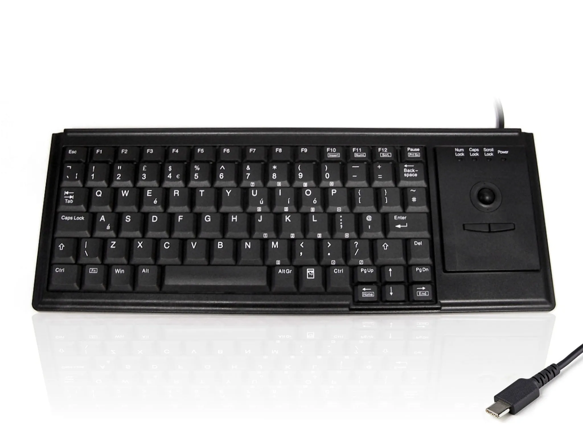 Tastiera Nero Cablato USB Ceratech, QWERTY (UK) Trackball