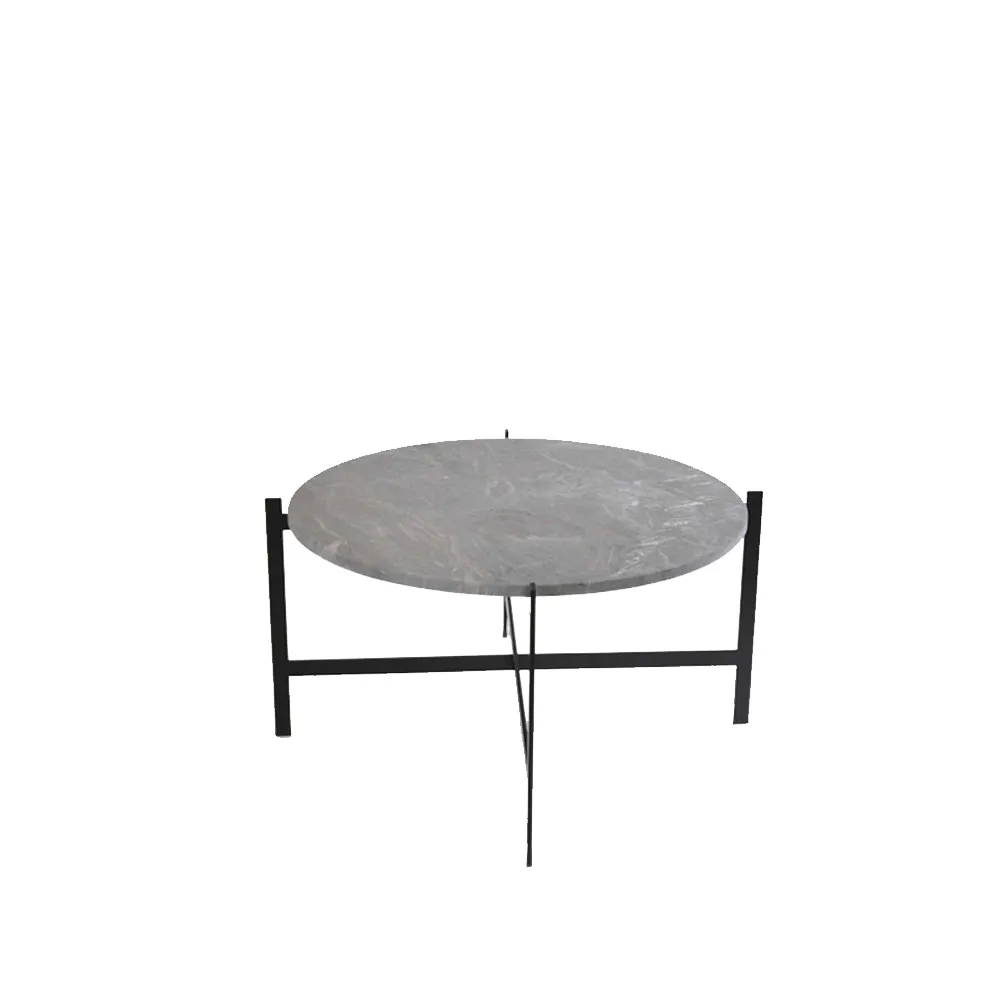 Tavolino Deck.iq{font-size:18px}Marmo grigio, struttura laccata in nero