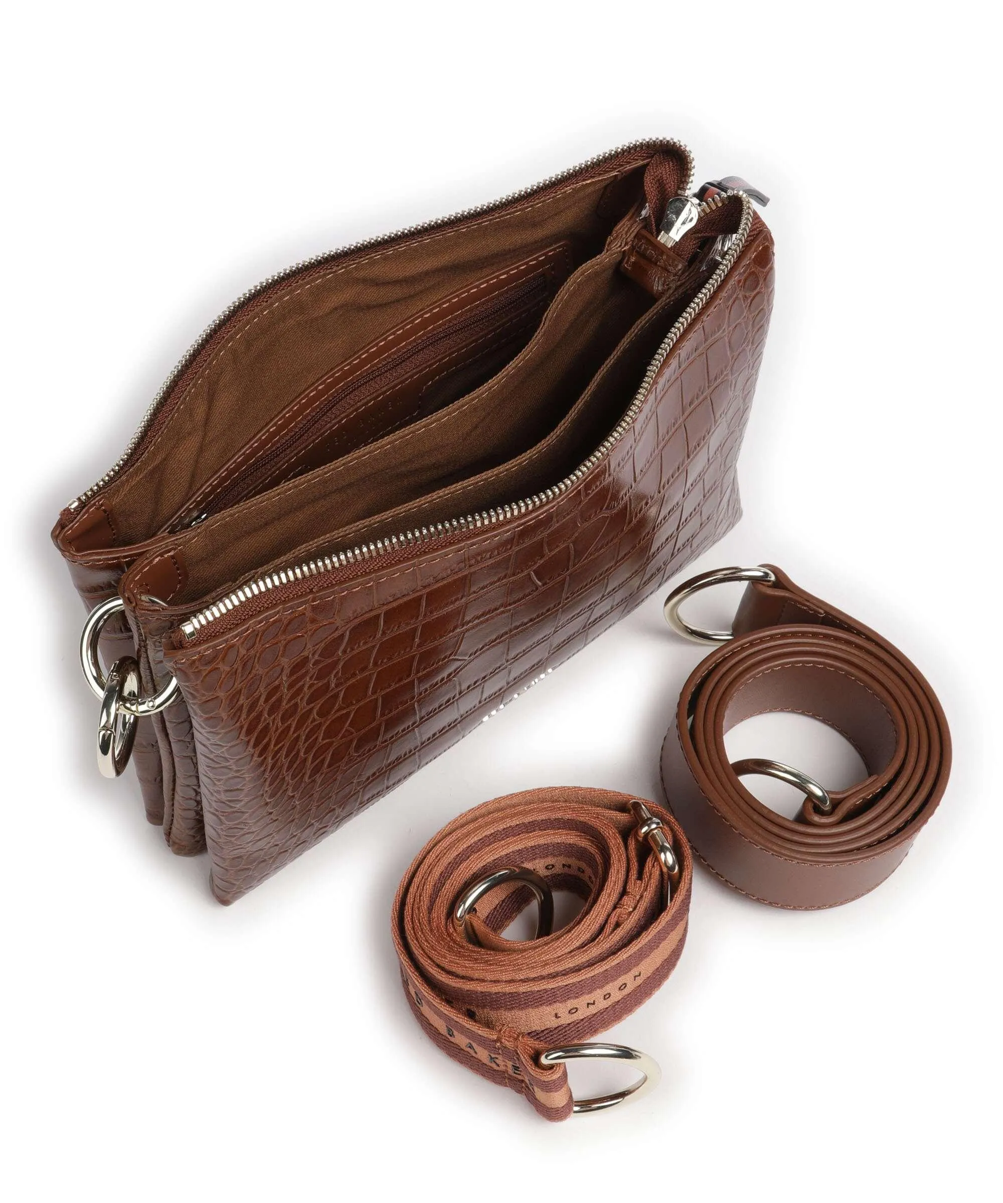  Ted Baker Daraley Borsa a tracolla pelle di vacchetta goffrata marrone  