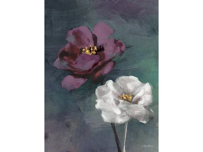 Tela stampata immagine rose viola e bianca 60x80 cm