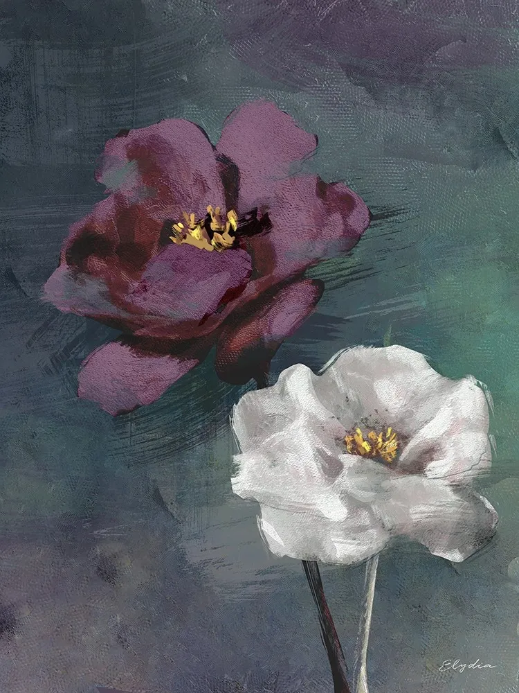Tela stampata immagine rose viola e bianca 60x80 cm