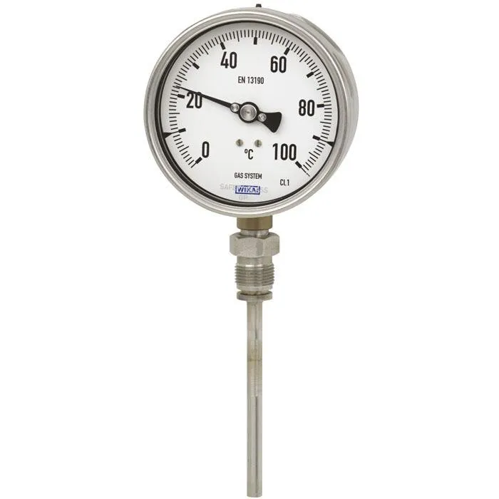 Termometro a quadrante WIKA, 0 → 160 °C Classe 2 per EN 13190, Ø quadrante 160mm, Quadrante
