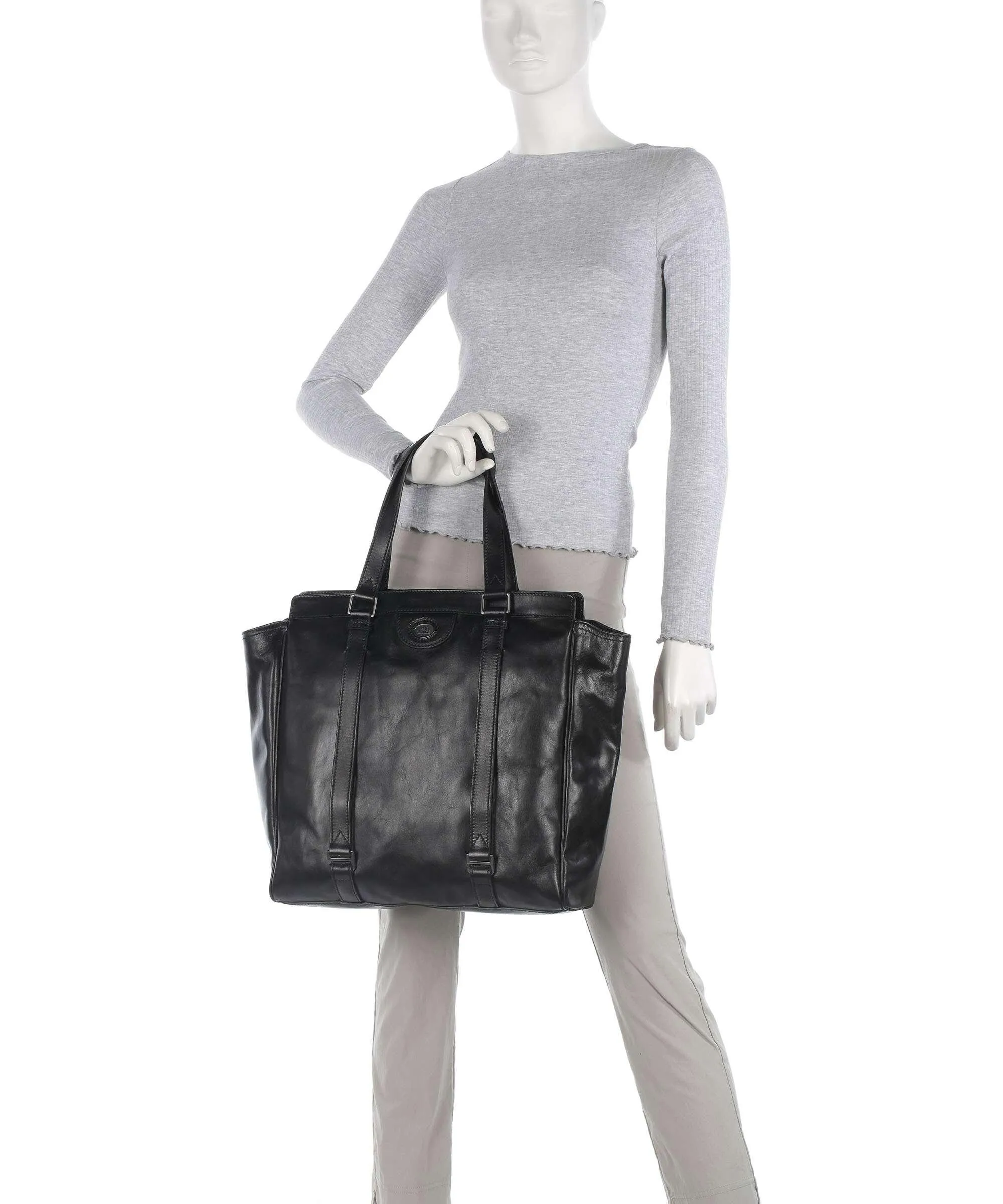  The Bridge Fabio Borsa shopper 14″ pelle di vacchetta finemente grana nero  