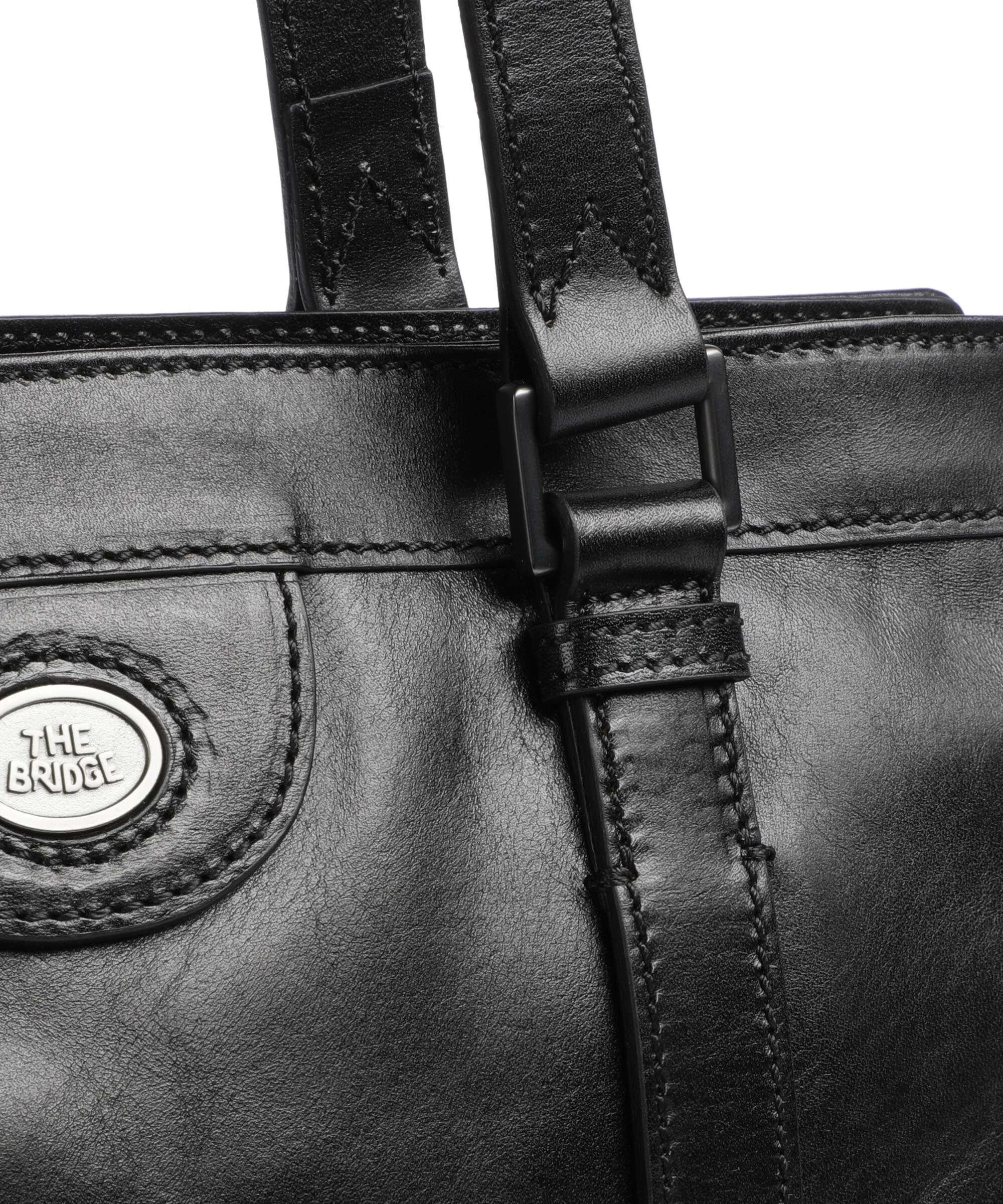  The Bridge Fabio Borsa shopper 14″ pelle di vacchetta finemente grana nero  