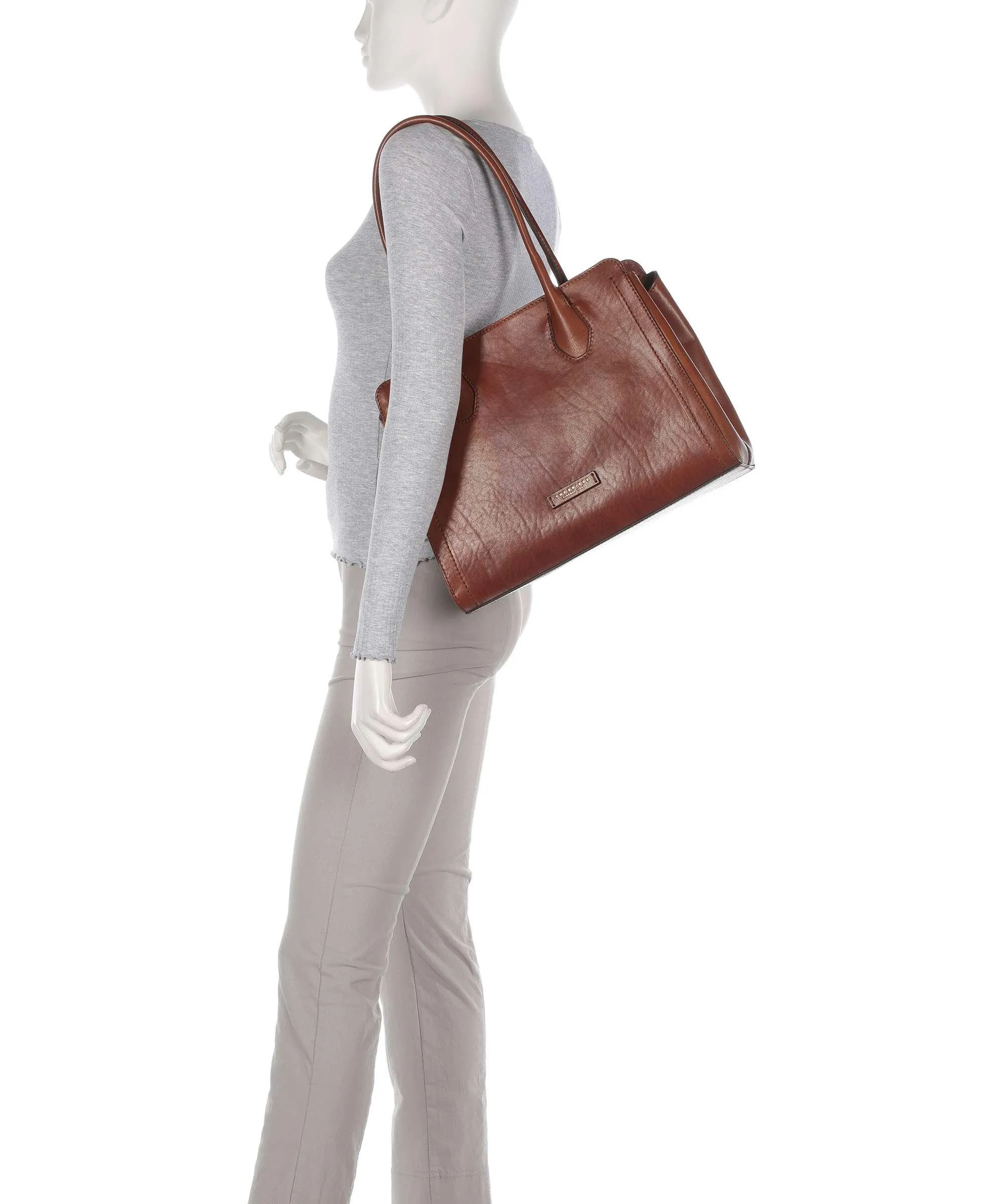  The Bridge Fiona Borsa shopper pelle di vacchetta finemente grana marrone  