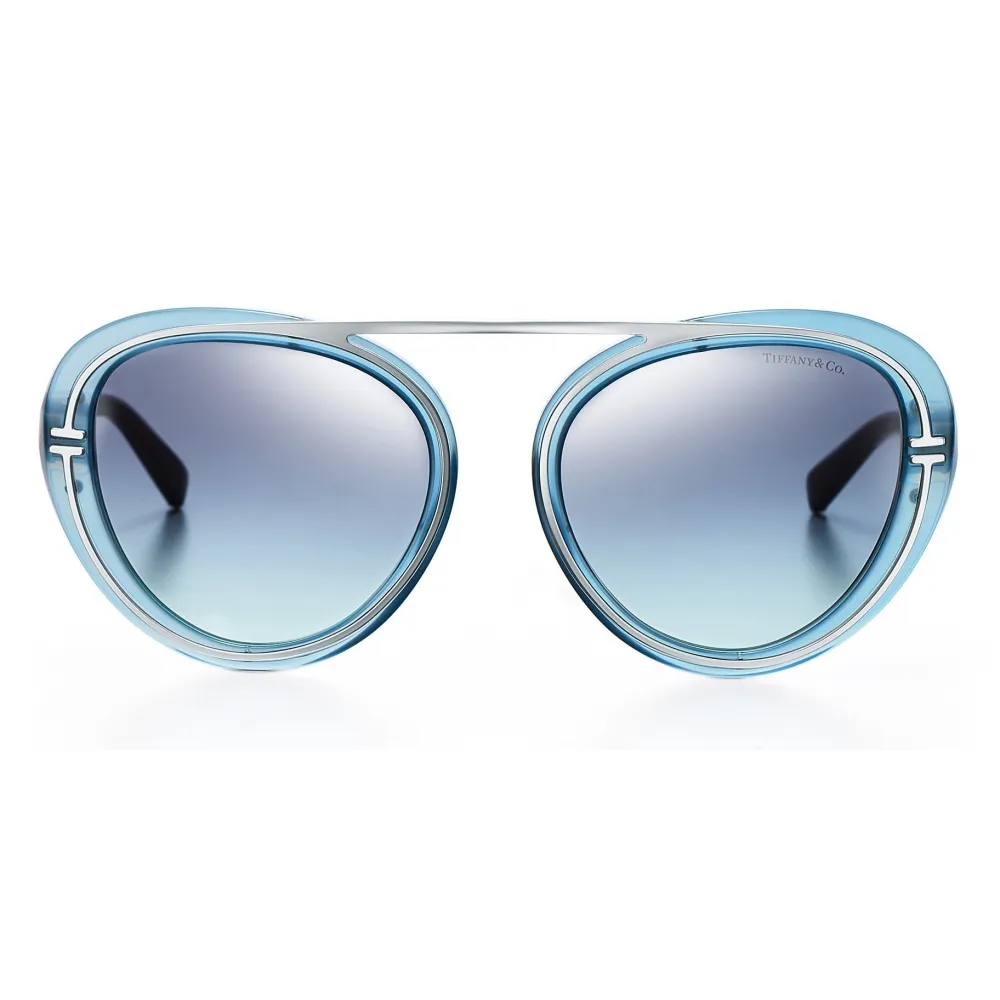 Tiffany & Co. - Occhiale da Sole Pilot - Azzurro Argento Blu - Collezione Tiffany T - Tiffany & Co. Eyewear