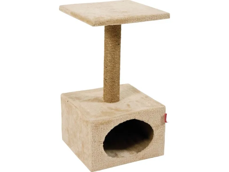 Tiragraffi per gatti con cuccia Zolux beige 54x30 cm