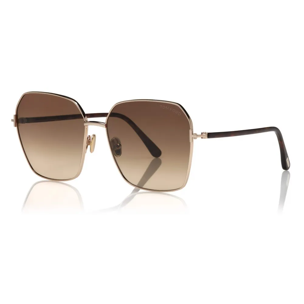 Tom Ford - Claudia Sunglasses - Occhiali da Sole Quadrati - Havana Scuro - FT0839 - Occhiali da Sole - Tom Ford Eyewear