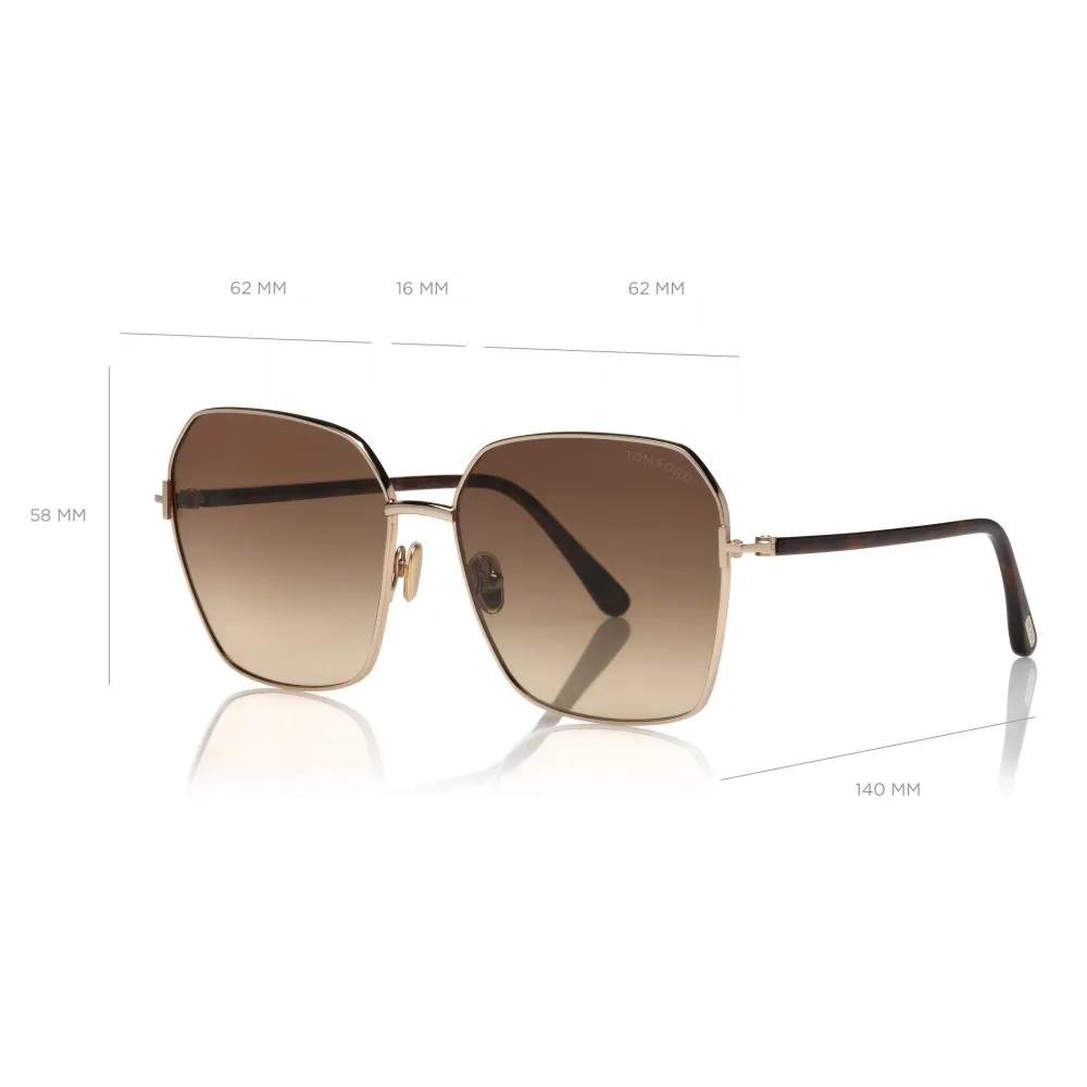 Tom Ford - Claudia Sunglasses - Occhiali da Sole Quadrati - Havana Scuro - FT0839 - Occhiali da Sole - Tom Ford Eyewear