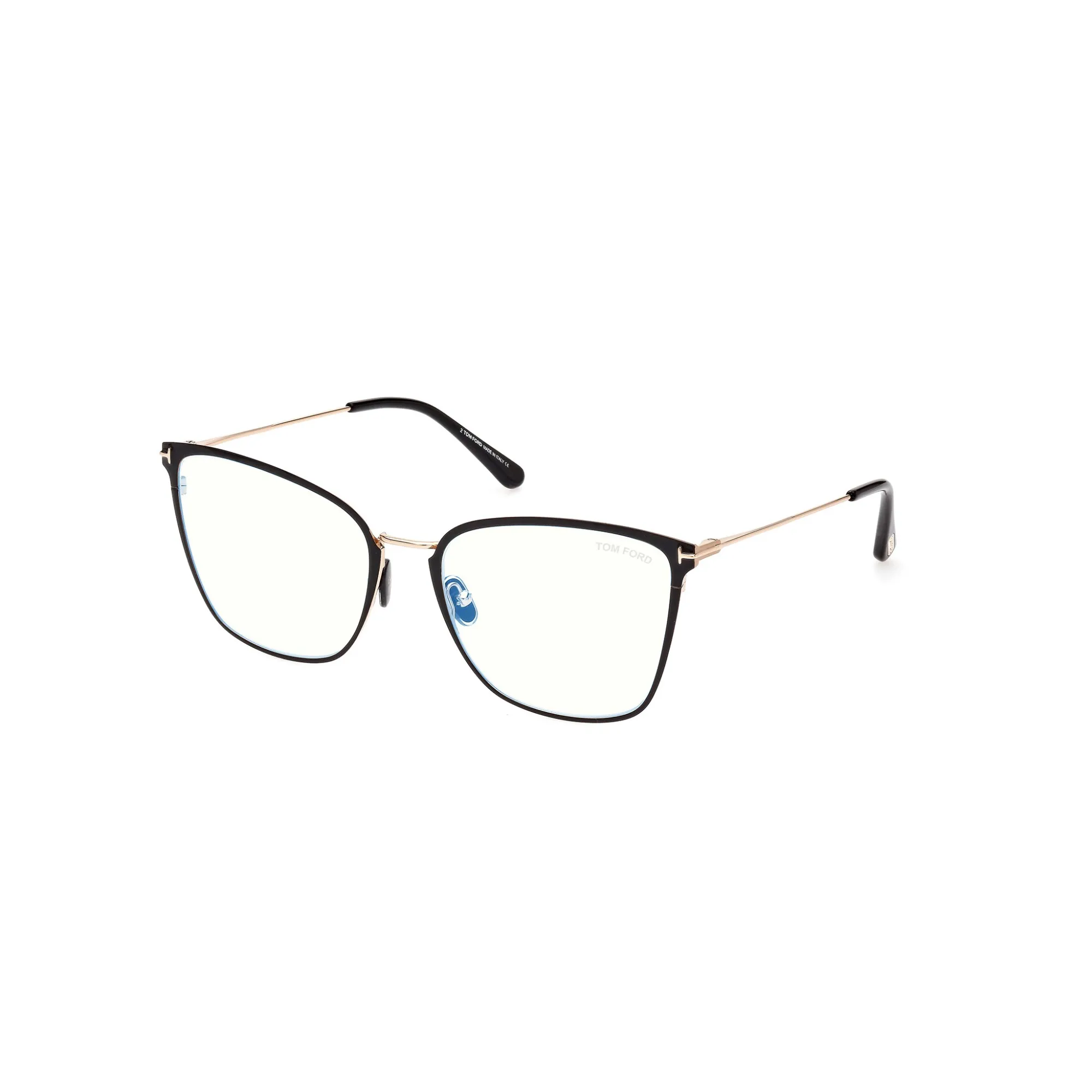   Tom Ford FT 5839-B Blu Filter 001 Nero Lucido | Occhiale Da Vista Donna 
