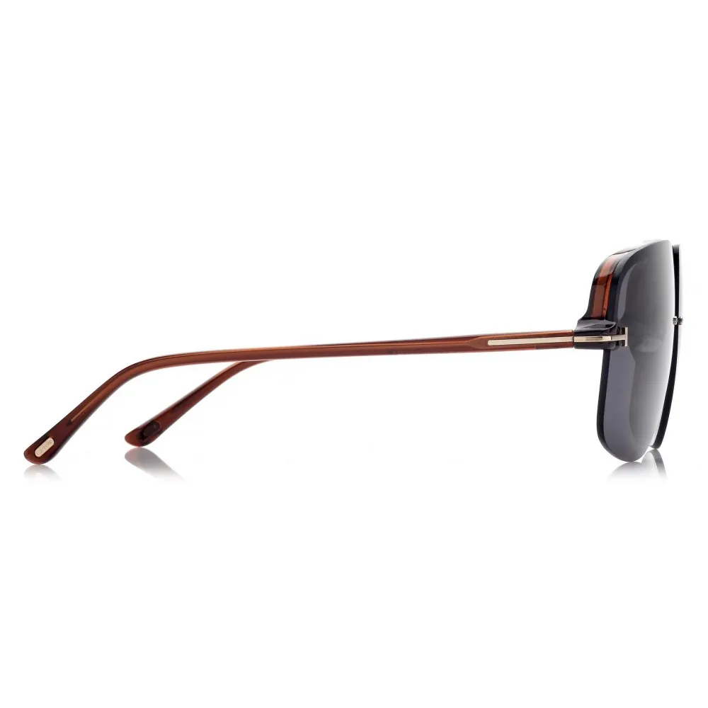 Tom Ford - Hugo Sunglasses - Occhiali da Sole Navigator - Marrone Chiaro Blu - FT1003 - Occhiali da Sole - Tom Ford Eyewear