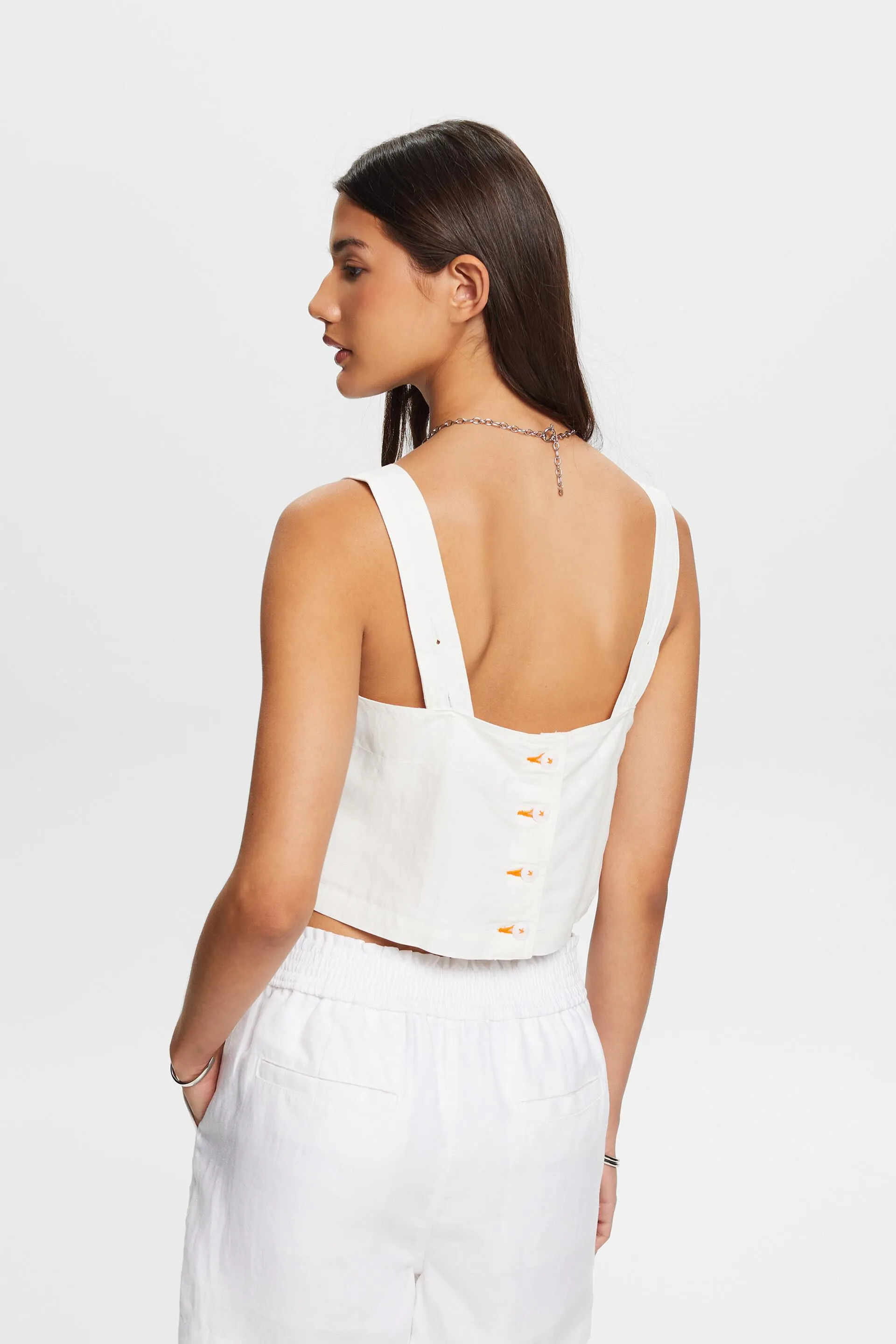 Top a camicetta cropped, misto lino