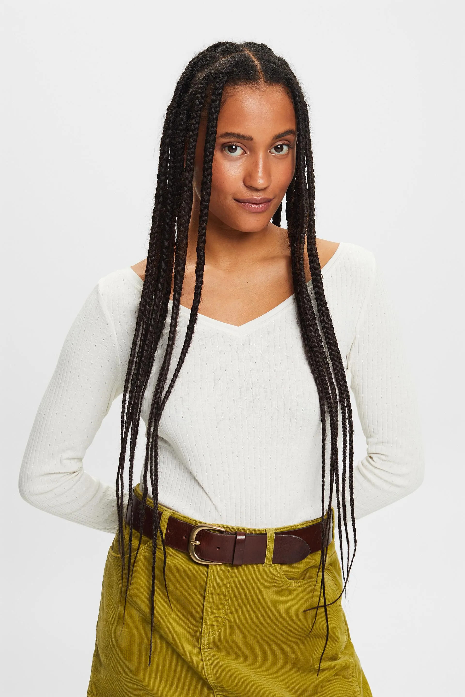 Top a pointelle con scollo a V