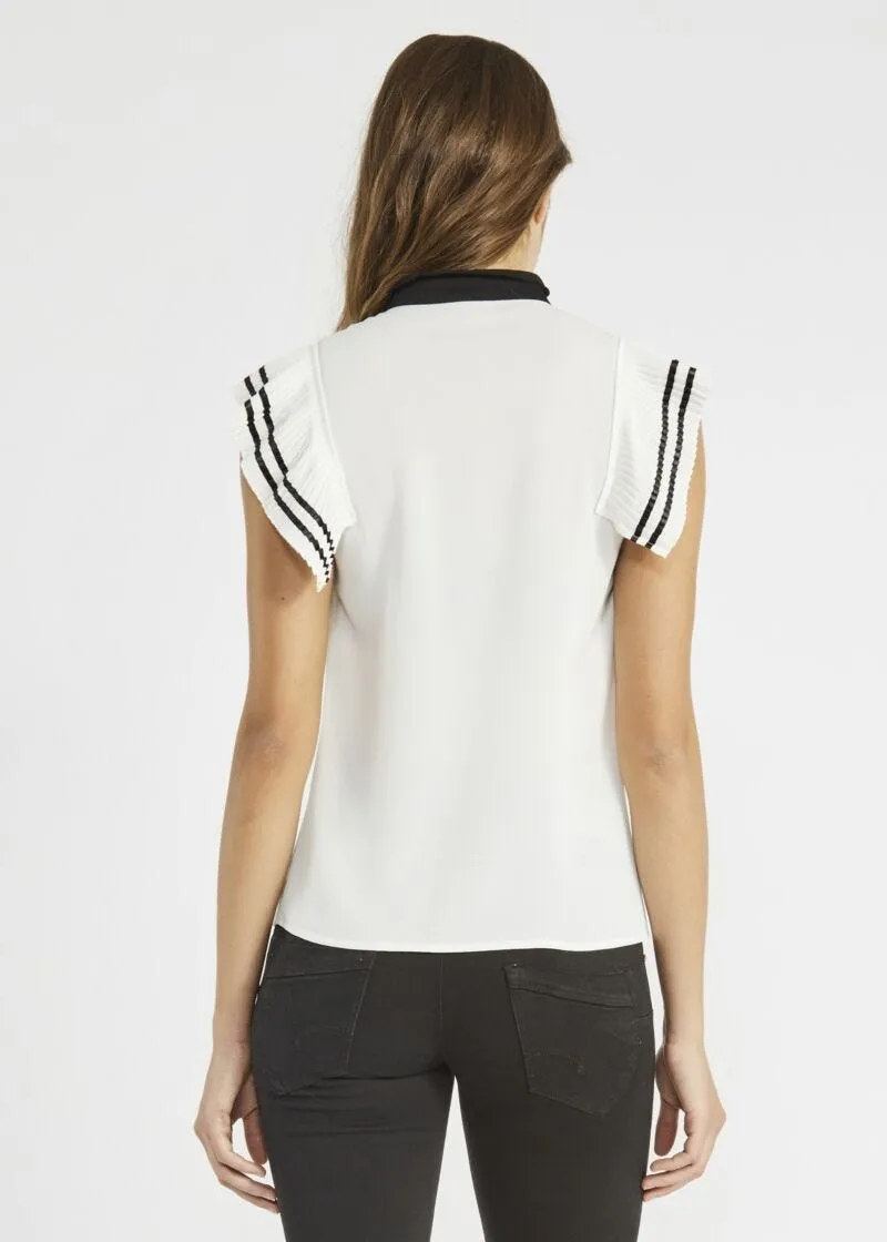 Top in georgette con maniche plissé