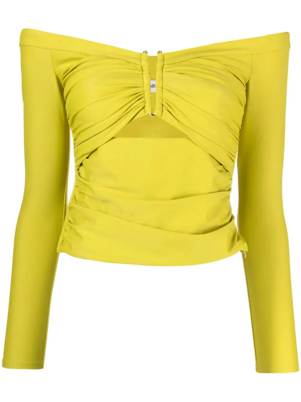 Top in jersey chartreuse con spalle scoperte