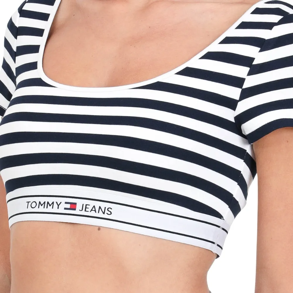 Top Tommy Jeans a righe con nastro logato